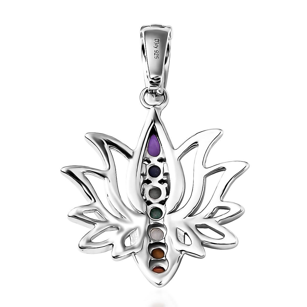 Premium African Amethyst and Multi Gemstone 1.20 ctw Pendant without Chain in Rhodium Over Sterling Silver