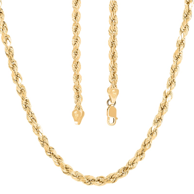 6mm Rope Chain Necklace in 10K Yellow Gold 13.40 Grams 26 Inches