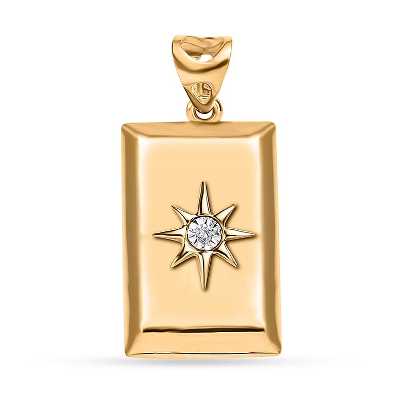 Diamond Accent Star Bar Pendant in Vermeil Yellow Gold Over Sterling Silver