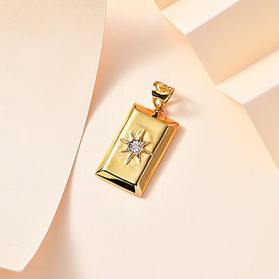 Diamond Accent Star Bar Pendant in Vermeil Yellow Gold Over Sterling Silver