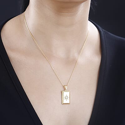Diamond Accent Star Bar Pendant in Vermeil Yellow Gold Over Sterling Silver