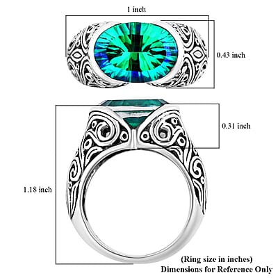 Bali Legacy Peacock Quartz (Triplet) Ring in Sterling Silver (Size 10.0) 6.00 ctw