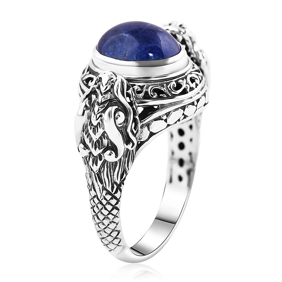 Bali Legacy Tanzanite Dragon Ring in Sterling Silver (Size 9.0) 4.80 ctw image number 3