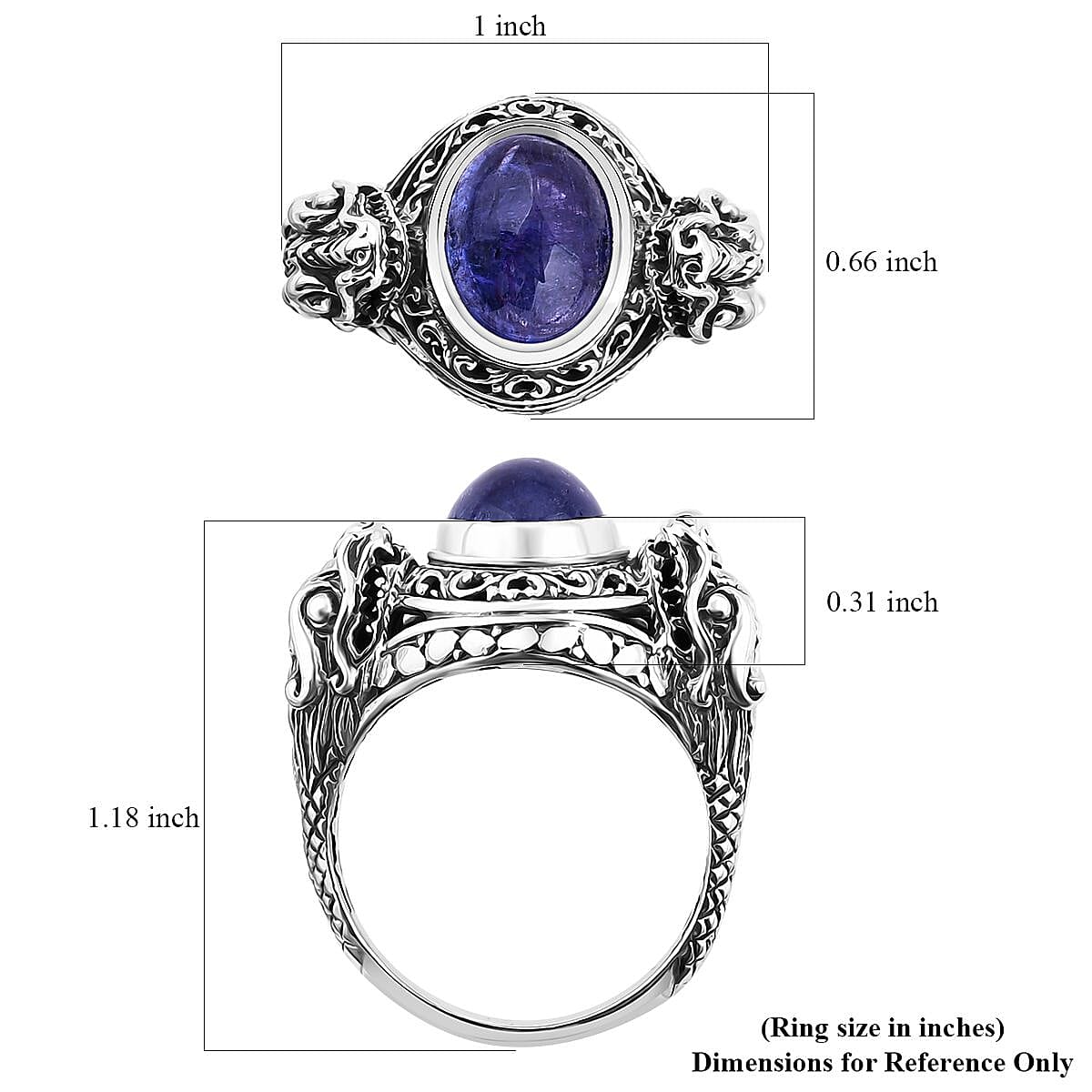 Bali Legacy Tanzanite Dragon Ring in Sterling Silver (Size 9.0) 4.80 ctw image number 5