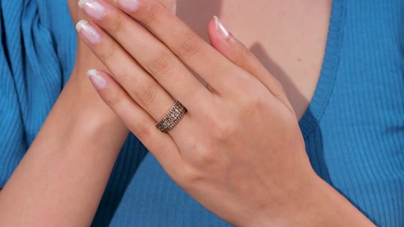 Doorbuster Natural Champagne Diamond Ring in Vermeil RG Over Sterling Silver (Size 10.0) 1.00 ctw