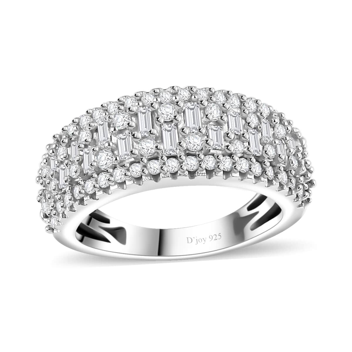 Diamond Cluster Ring in Platinum Over Sterling Silver (Size 6.0) 1.00 ctw image number 0