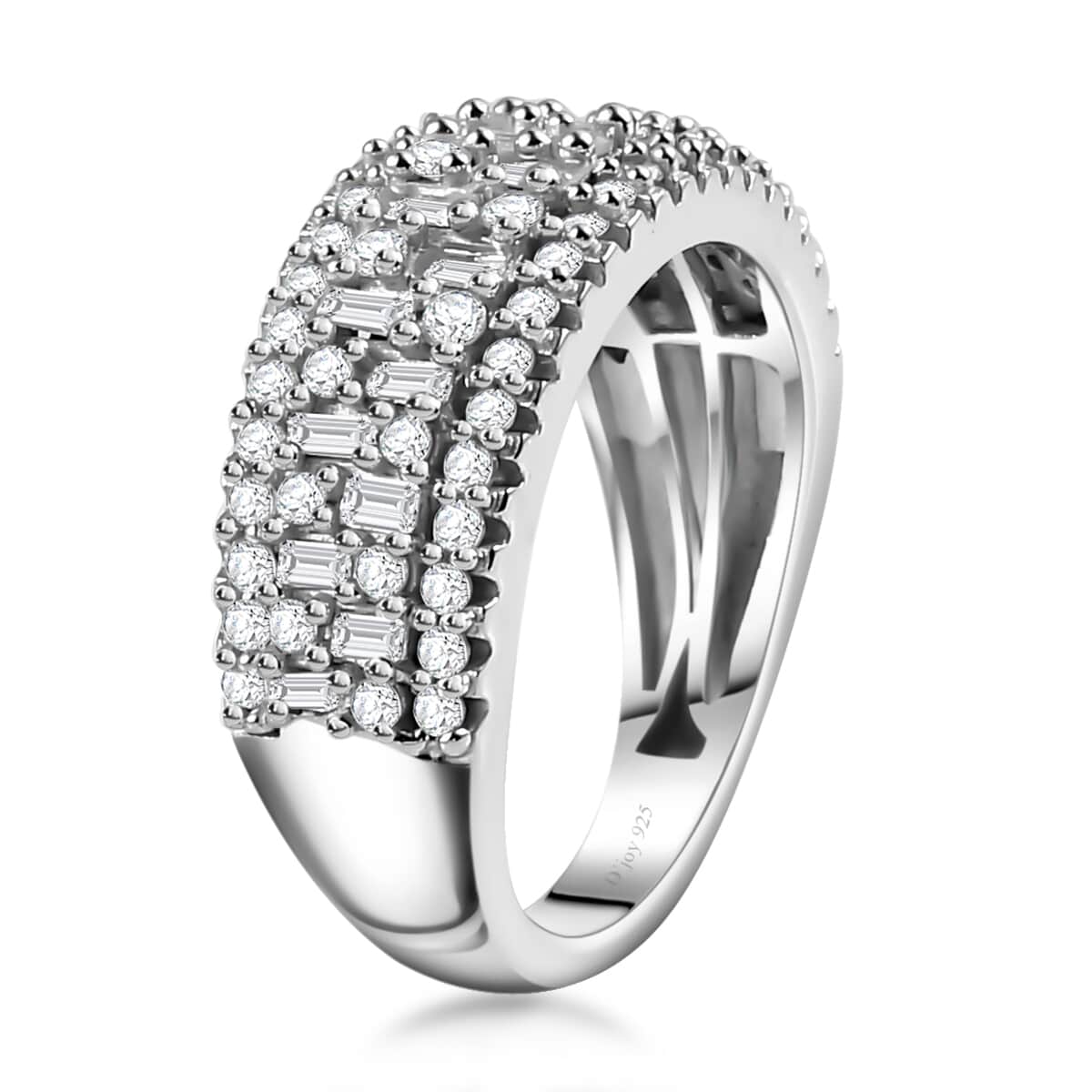 Diamond Cluster Ring in Platinum Over Sterling Silver (Size 6.0) 1.00 ctw image number 3