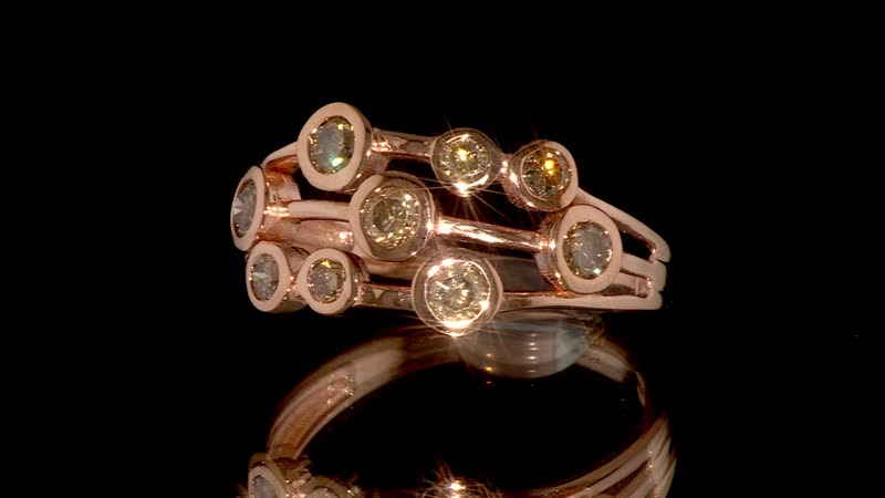 Natural Champagne Diamond Bubble Ring in Vermeil RG Over Sterling Silver (Size 10.0) 1.00 ctw