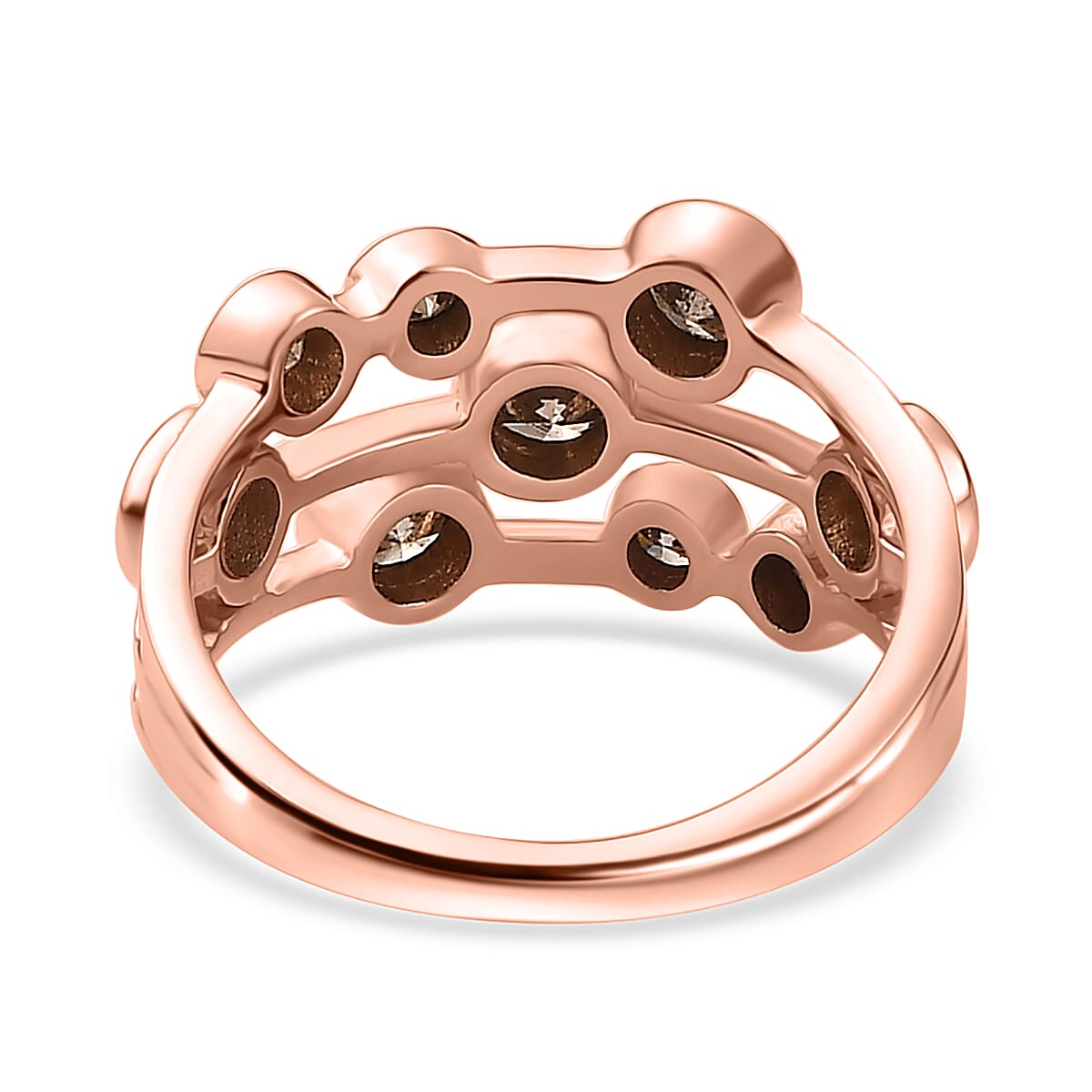 Natural Champagne Diamond Bubble Ring in Vermeil RG Over Sterling Silver (Size 10.0) 1.00 ctw