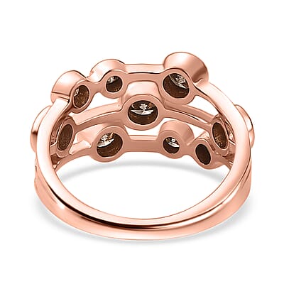 Natural Champagne Diamond Bubble Ring in Vermeil RG Over Sterling Silver (Size 10.0) 1.00 ctw