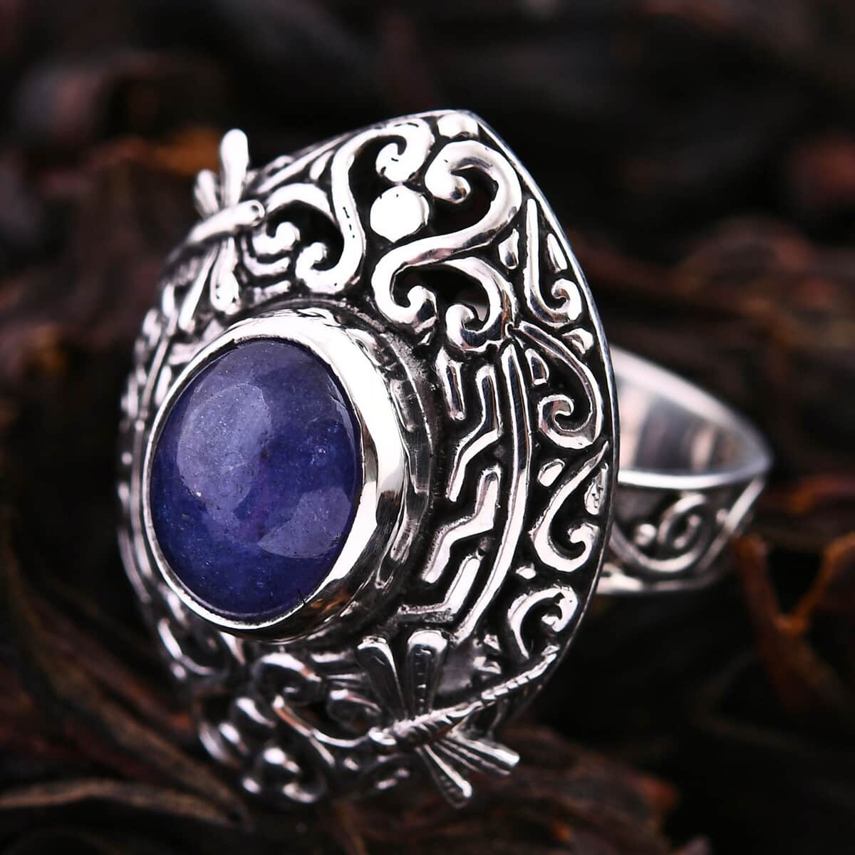 Bali Legacy Tanzanite Dragonfly Ring in Sterling Silver (Size 7.0) 5.00 ctw image number 1