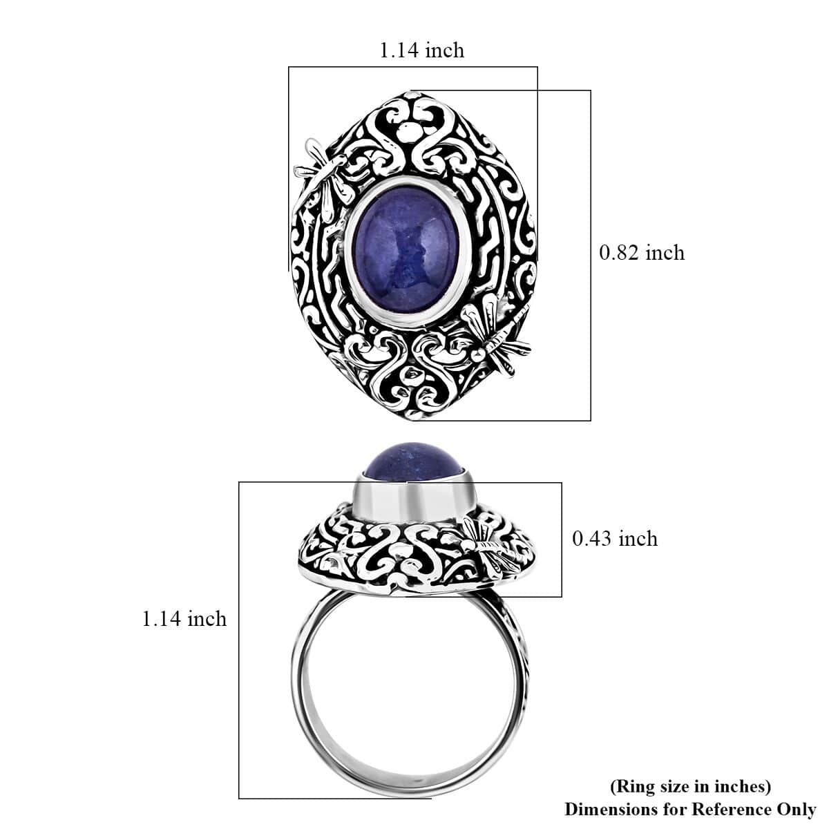 Bali Legacy Tanzanite Dragonfly Ring in Sterling Silver (Size 7.0) 5.00 ctw image number 5