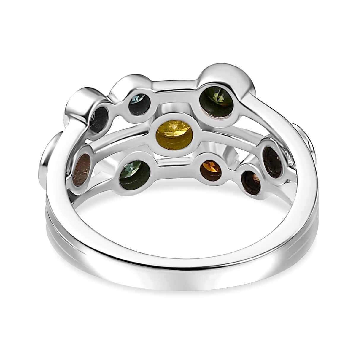 Multi Diamond Bubble Ring in Platinum Over Sterling Silver (Size 10.0) 1.00 ctw image number 4