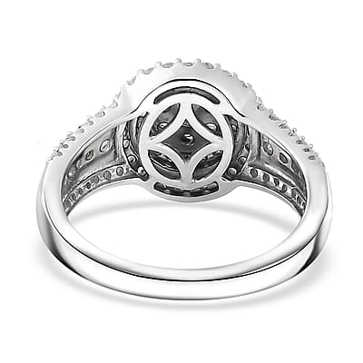 Diamond Cocktail Ring in Platinum Over Sterling Silver (Size 10.0) 1.00 ctw