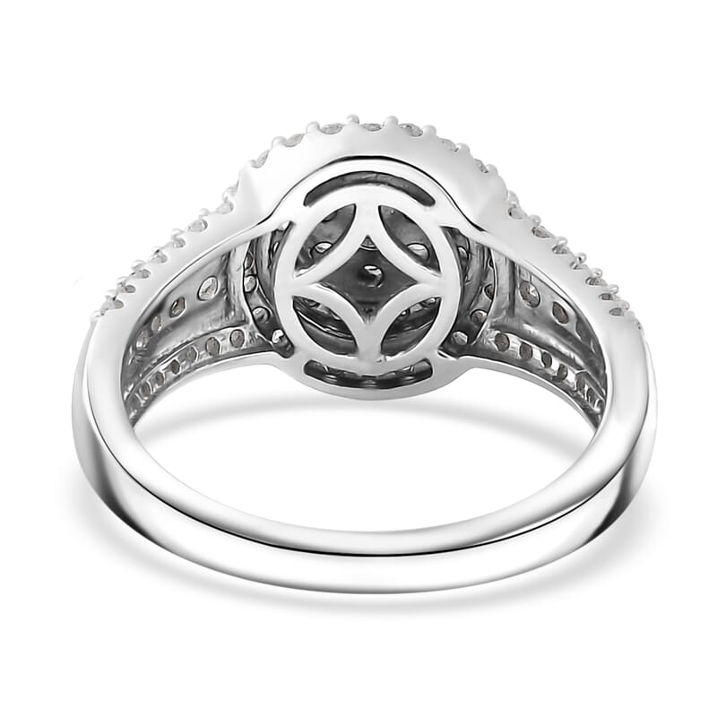 Diamond Cocktail Ring in Platinum Over Sterling Silver (Size 10.0) 1.00 ctw