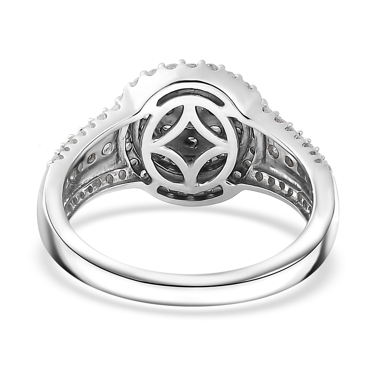 Diamond Cocktail Ring in Platinum Over Sterling Silver (Size 9.0) 1.00 ctw image number 4