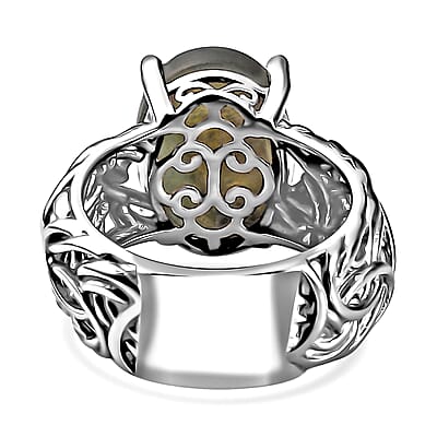 Karis Malagasy Labradorite Solitaire Ring in Platinum Bond (Size 8.0) 6.60 ctw