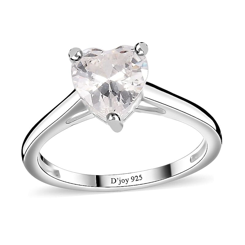 Simulated Diamond Heart Ring in Sterling Silver (Size 10.0) 2.00 ctw