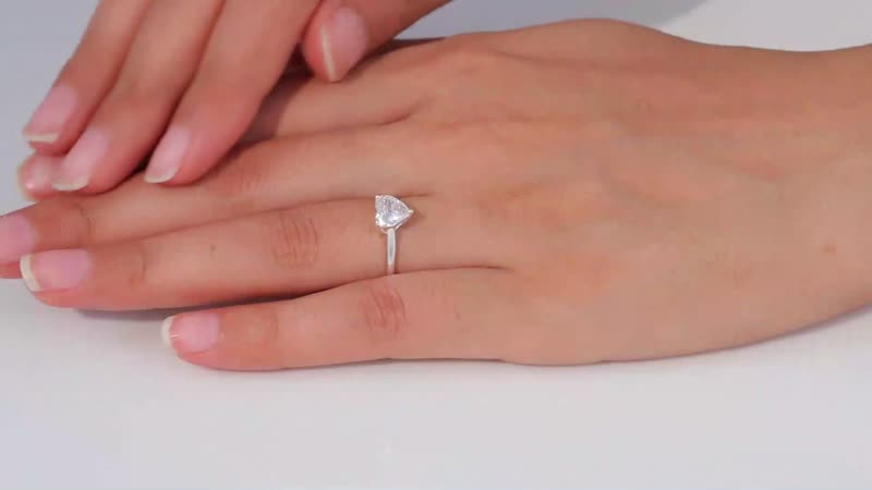 Simulated Diamond Heart Ring in Sterling Silver (Size 10.0) 2.00 ctw
