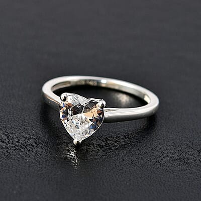 Simulated Diamond Heart Ring in Sterling Silver (Size 10.0) 2.00 ctw