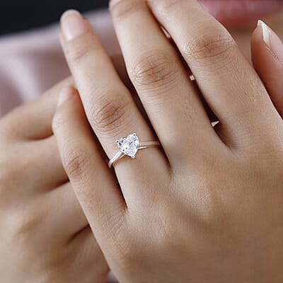 Simulated Diamond Heart Ring in Sterling Silver (Size 10.0) 2.00 ctw