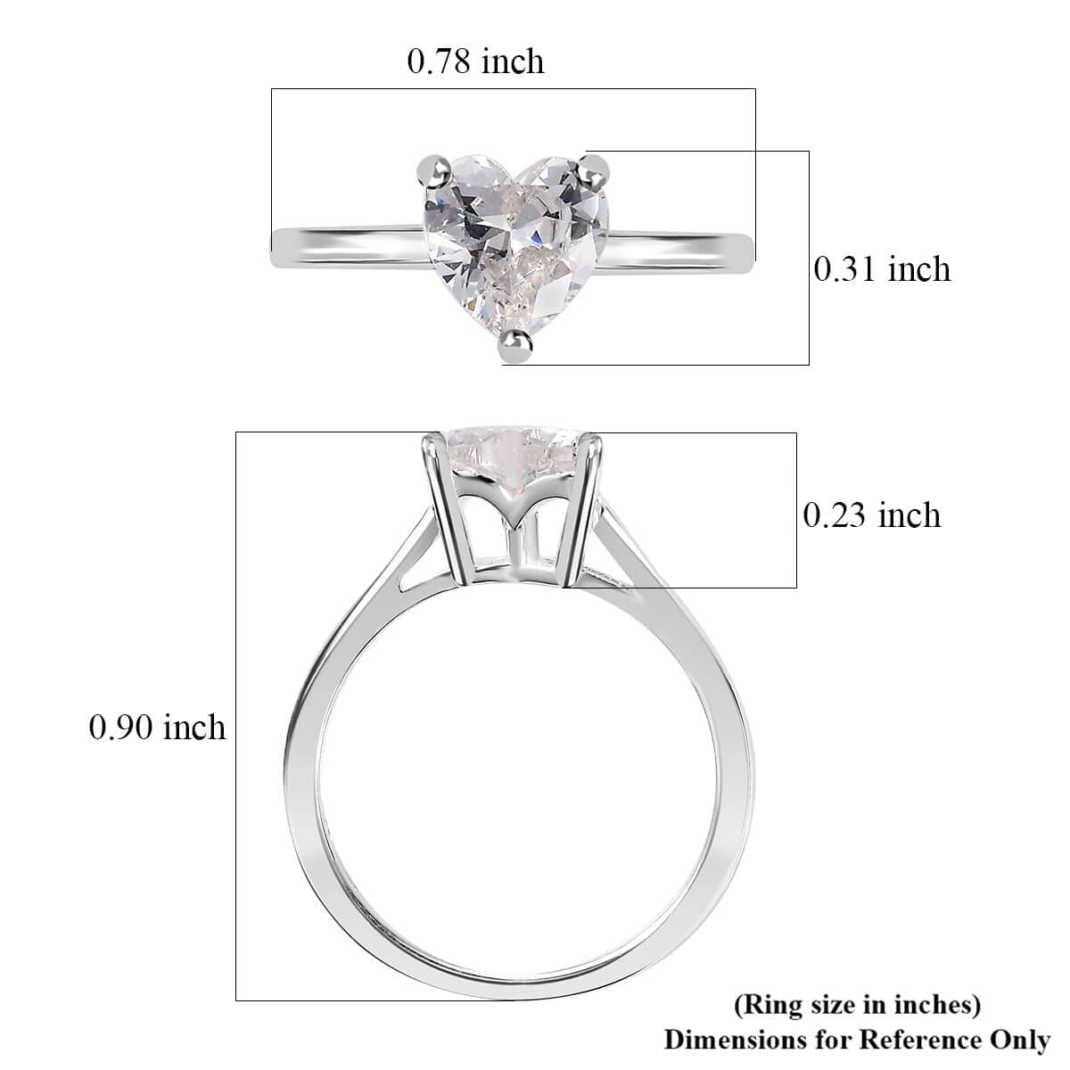 Simulated Diamond Heart Ring in Sterling Silver (Size 10.0) 2.00 ctw image number 5