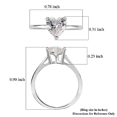 Simulated Diamond Heart Ring in Sterling Silver (Size 10.0) 2.00 ctw