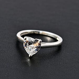 Simulated Diamond Heart Ring in Sterling Silver (Size 9.0) 2.00 ctw