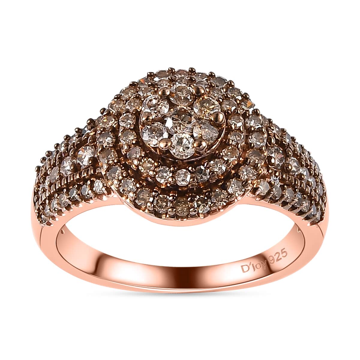 Natural Champagne Diamond Cocktail Ring in Vermeil Rose Gold Over Sterling Silver (Size 7.0) 1.00 ctw image number 0