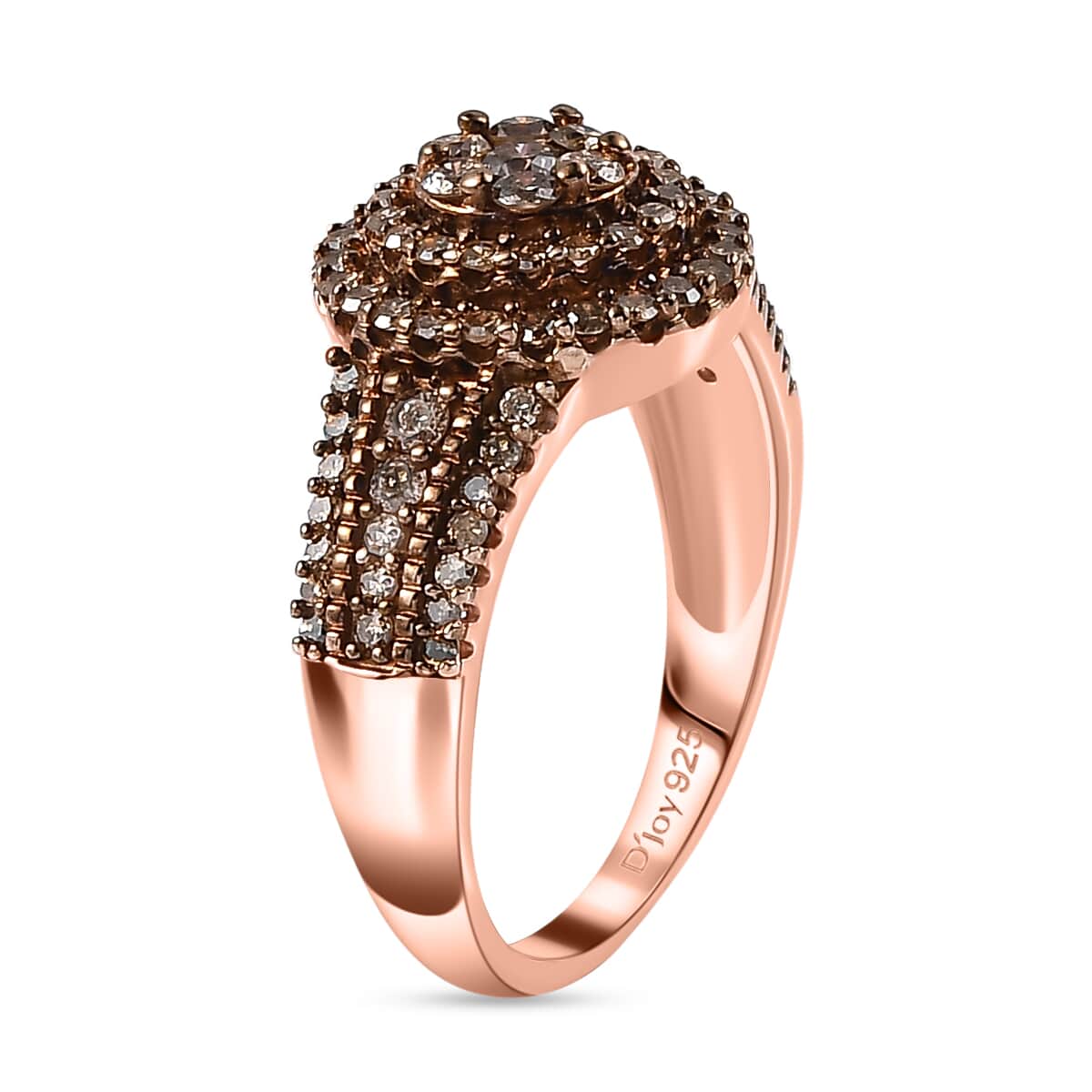 Natural Champagne Diamond Cocktail Ring in Vermeil Rose Gold Over Sterling Silver (Size 7.0) 1.00 ctw image number 3