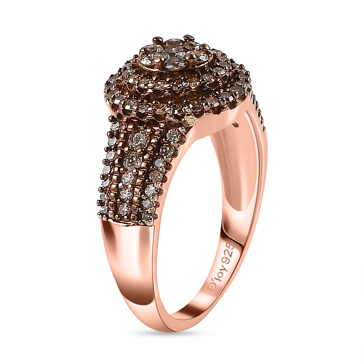 Natural Champagne Diamond Cocktail Ring in Vermeil Rose Gold Over Sterling Silver (Size 9.0) 1.00 ctw image number 3