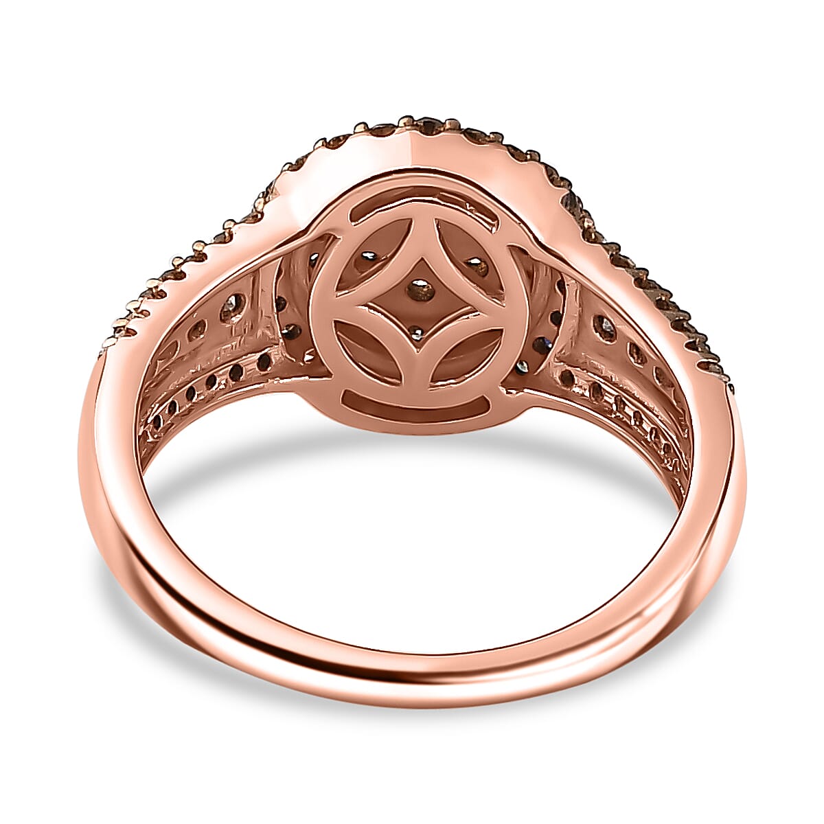 Natural Champagne Diamond Cocktail Ring in Vermeil Rose Gold Over Sterling Silver (Size 9.0) 1.00 ctw image number 4