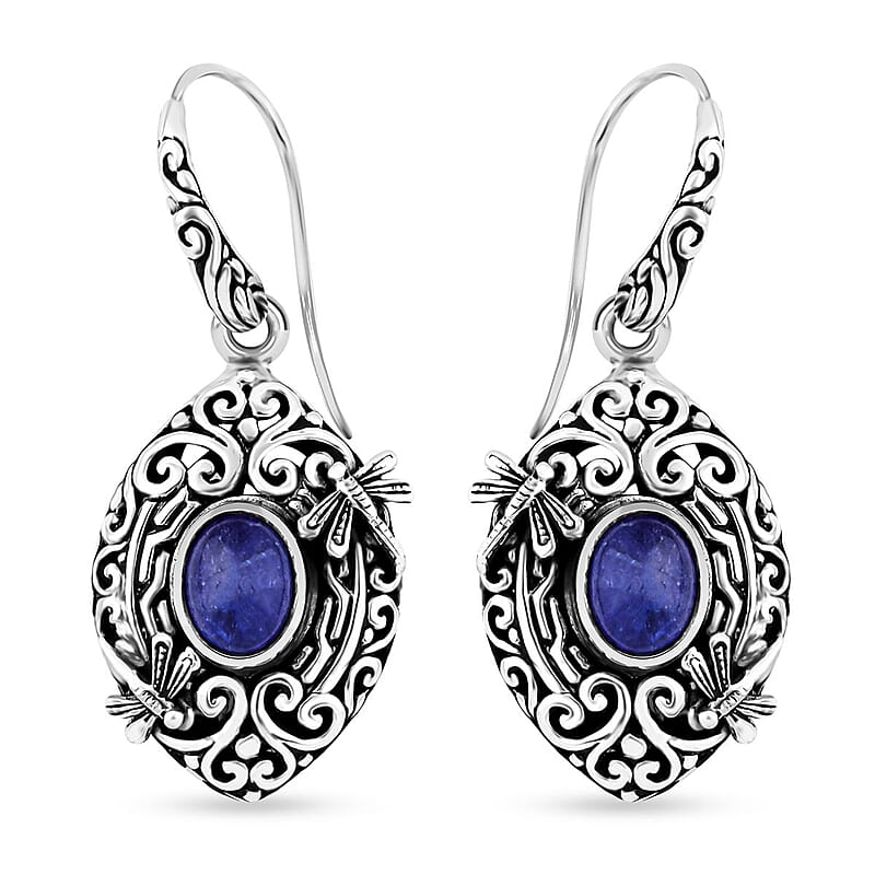 Bali Legacy Tanzanite Dragonfly Earrings in Sterling Silver 3.40 ctw