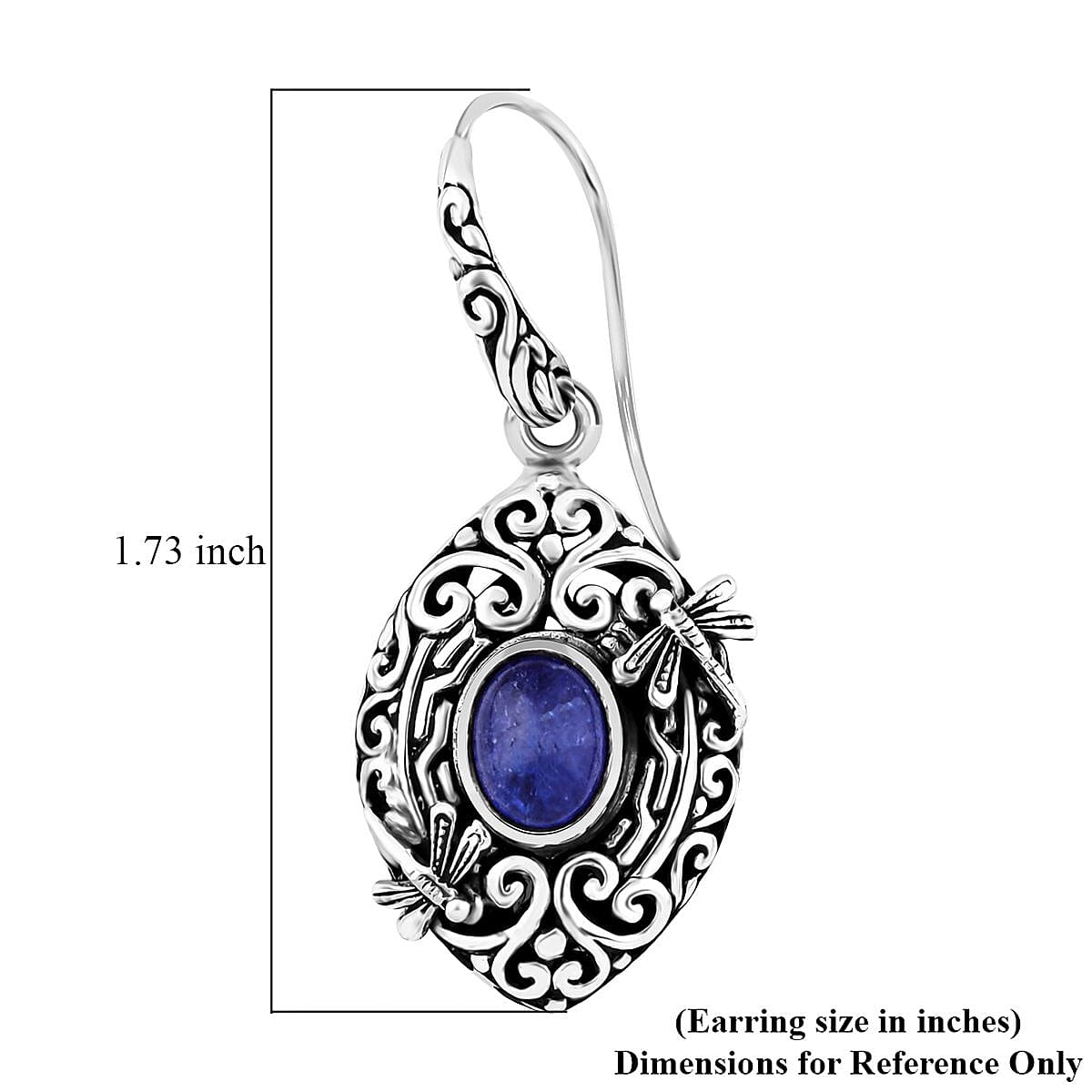 Bali Legacy Tanzanite Dragonfly Earrings in Sterling Silver 3.40 ctw
