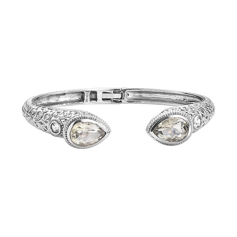 Montezuma Prasiolite 10.00 ctw Cuff Bracelet in Stainless Steel (7.25 In)