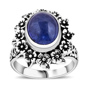 Bali Legacy Tanzanite Frangipani Floral Ring in Sterling Silver (Size 10.0) 4.80 ctw