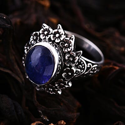 Bali Legacy Tanzanite Frangipani Floral Ring in Sterling Silver (Size 10.0) 4.80 ctw