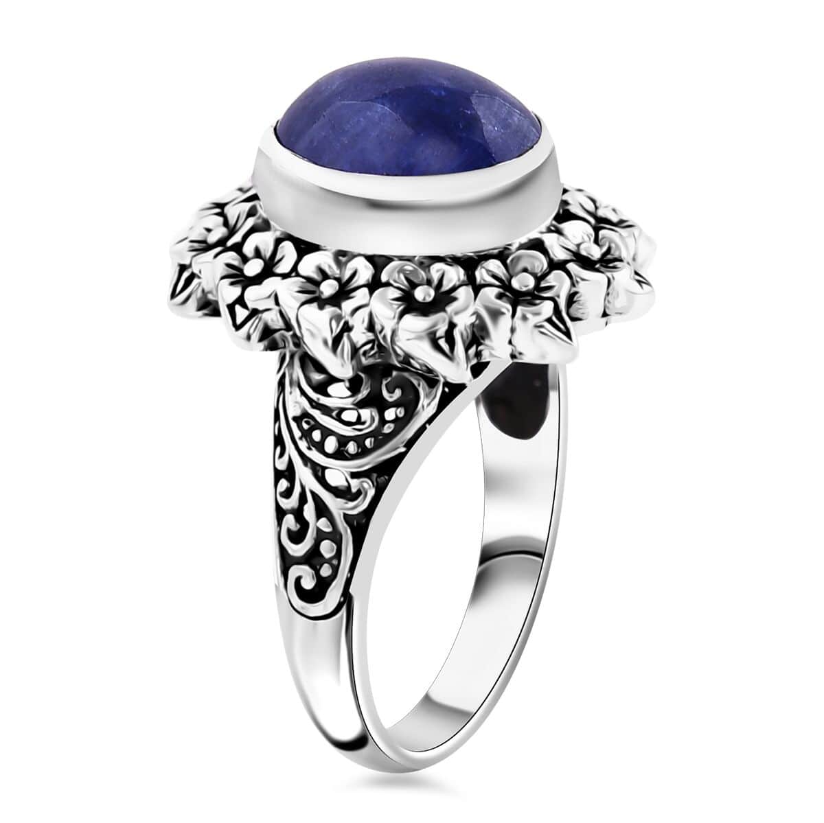 Bali Legacy Tanzanite Floral Ring in Sterling Silver (Size 10.0) 4.80 ctw image number 3