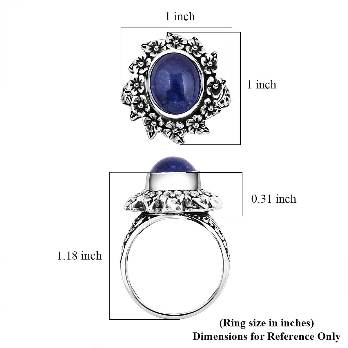 Bali Legacy Tanzanite Frangipani Floral Ring in Sterling Silver (Size 10.0) 4.80 ctw