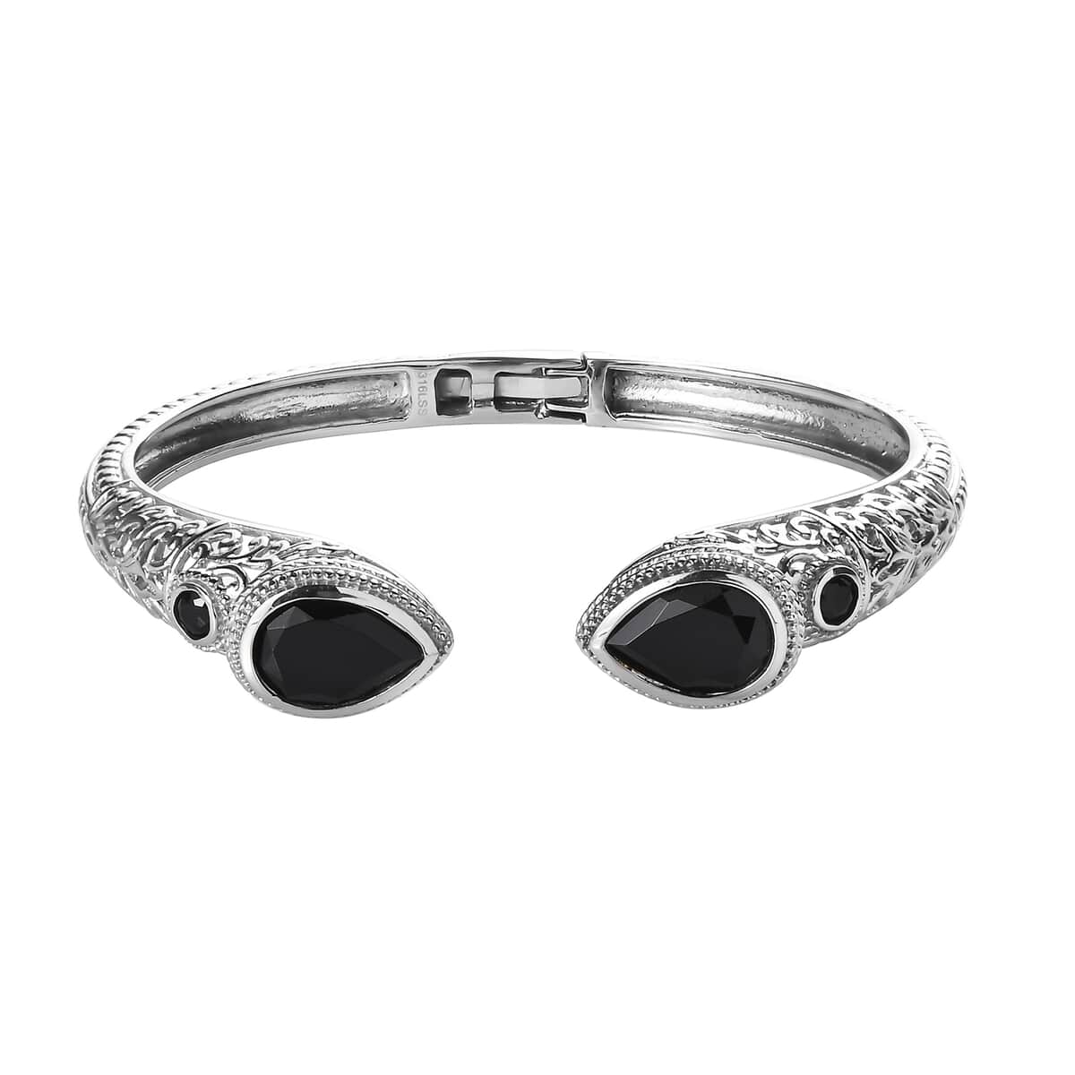 Thai Black Spinel 13.00 ctw Cuff Bracelet in Stainless Steel (7.25 In) image number 0