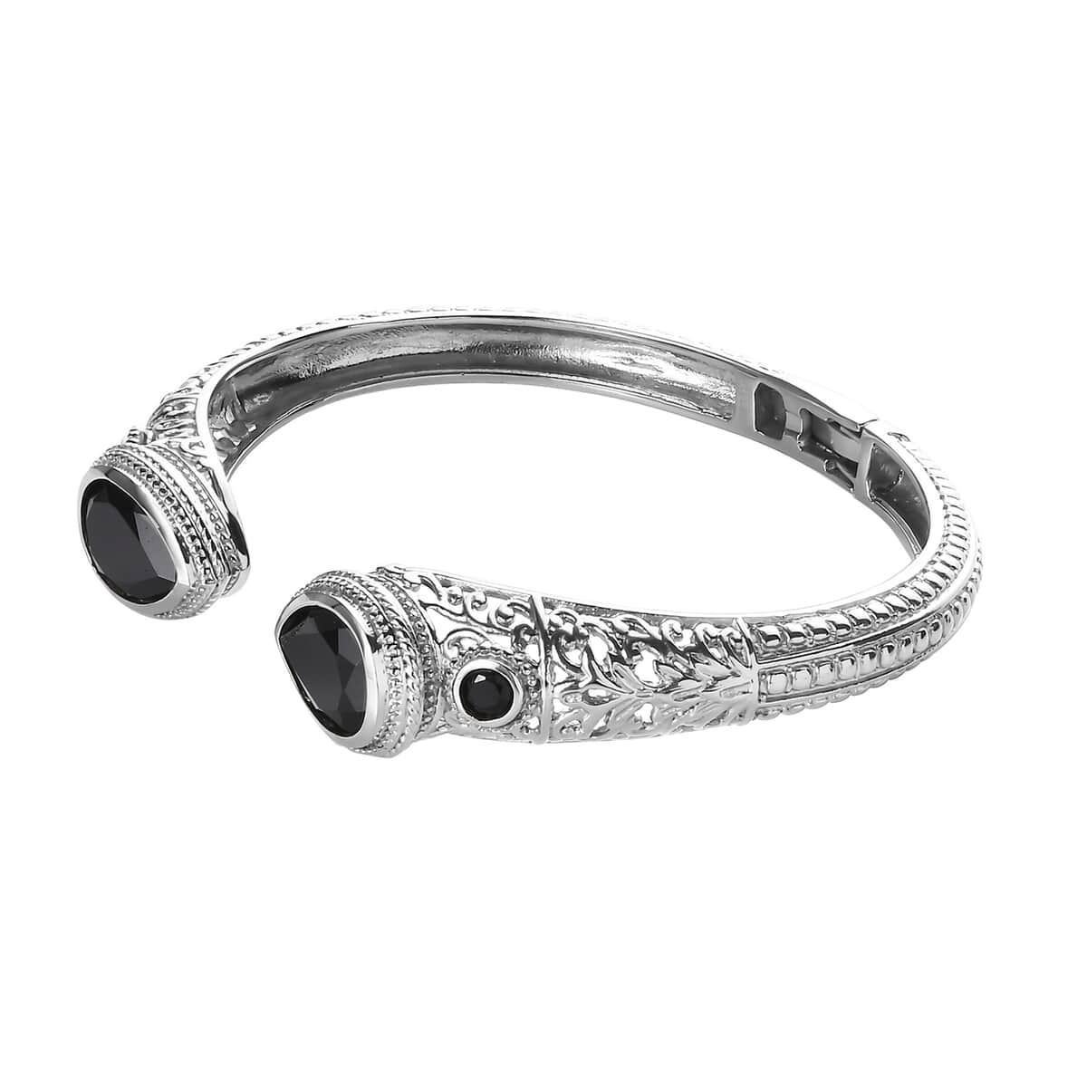 Thai Black Spinel 13.00 ctw Cuff Bracelet in Stainless Steel (7.25 In) image number 3