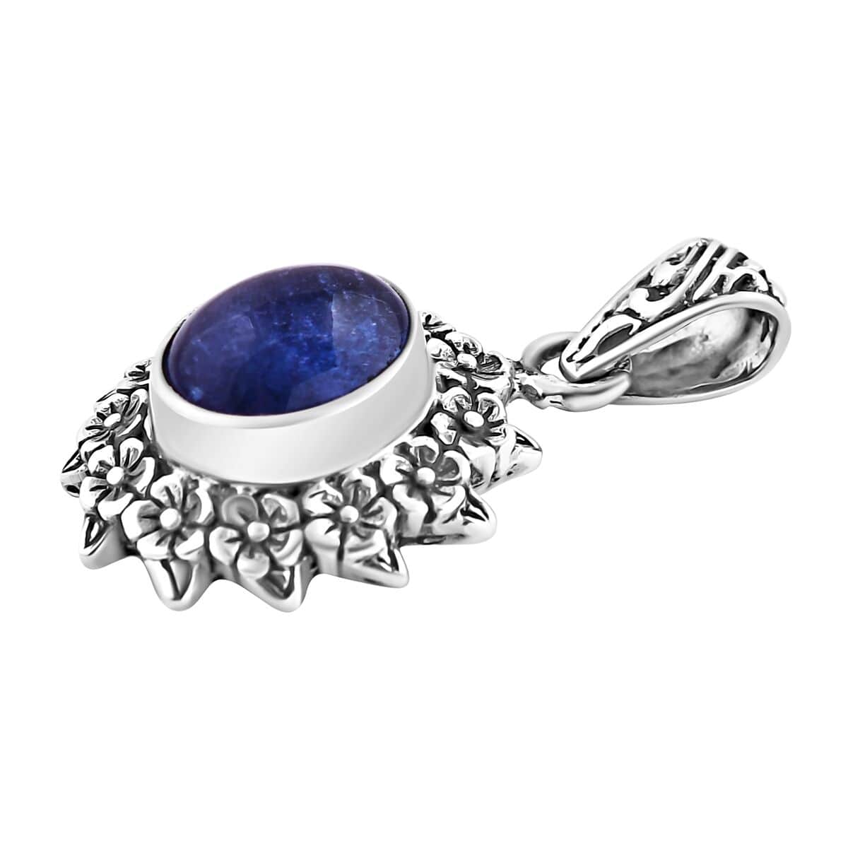 Bali Legacy Tanzanite Frangipani Floral Pendant in Sterling Silver 4.80 ctw image number 3