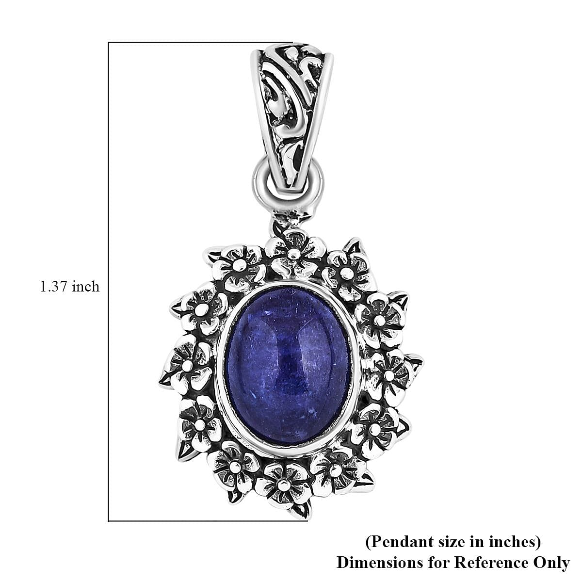 Bali Legacy Tanzanite Frangipani Floral Pendant in Sterling Silver 4.80 ctw