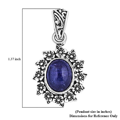 Bali Legacy Tanzanite Frangipani Floral Pendant in Sterling Silver 4.80 ctw