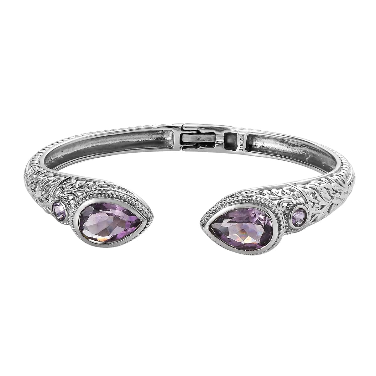 Rose De France Amethyst 10.40 ctw Cuff Bracelet in Stainless Steel (7.25 In) image number 0