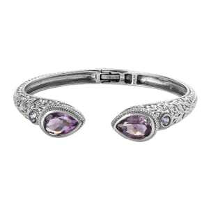 Rose De France Amethyst 10.40 ctw Cuff Bracelet in Stainless Steel (7.25 In)