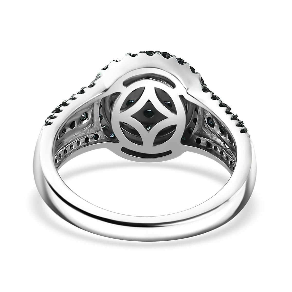 Blue Diamond Cocktail Ring in Platinum Over Sterling Silver (Size 6.0) 1.00 ctw image number 4