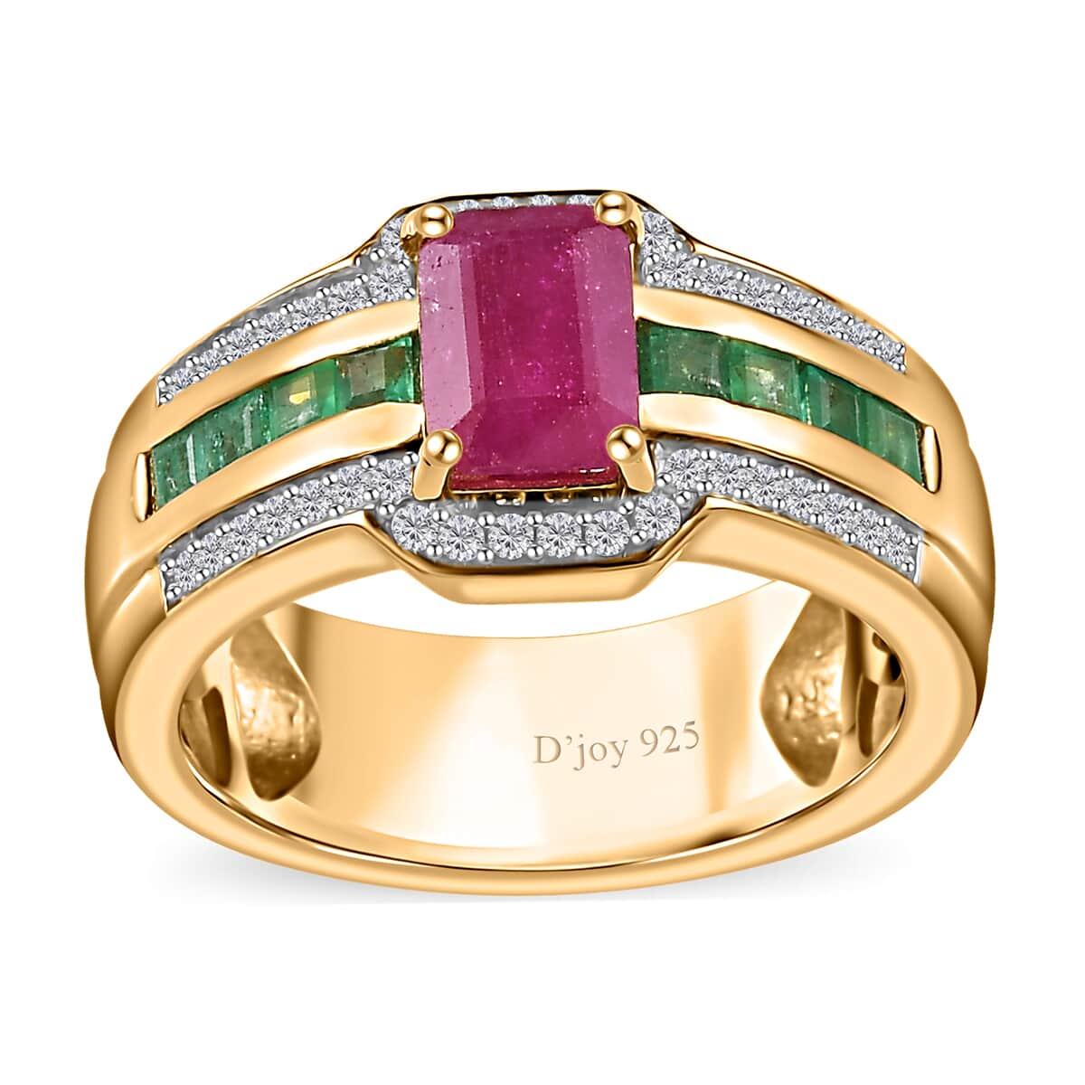 Premium Taveta Ruby and Multi Gemstone Ring in Vermeil Yellow Gold Over Sterling Silver 2.00 ctw image number 0