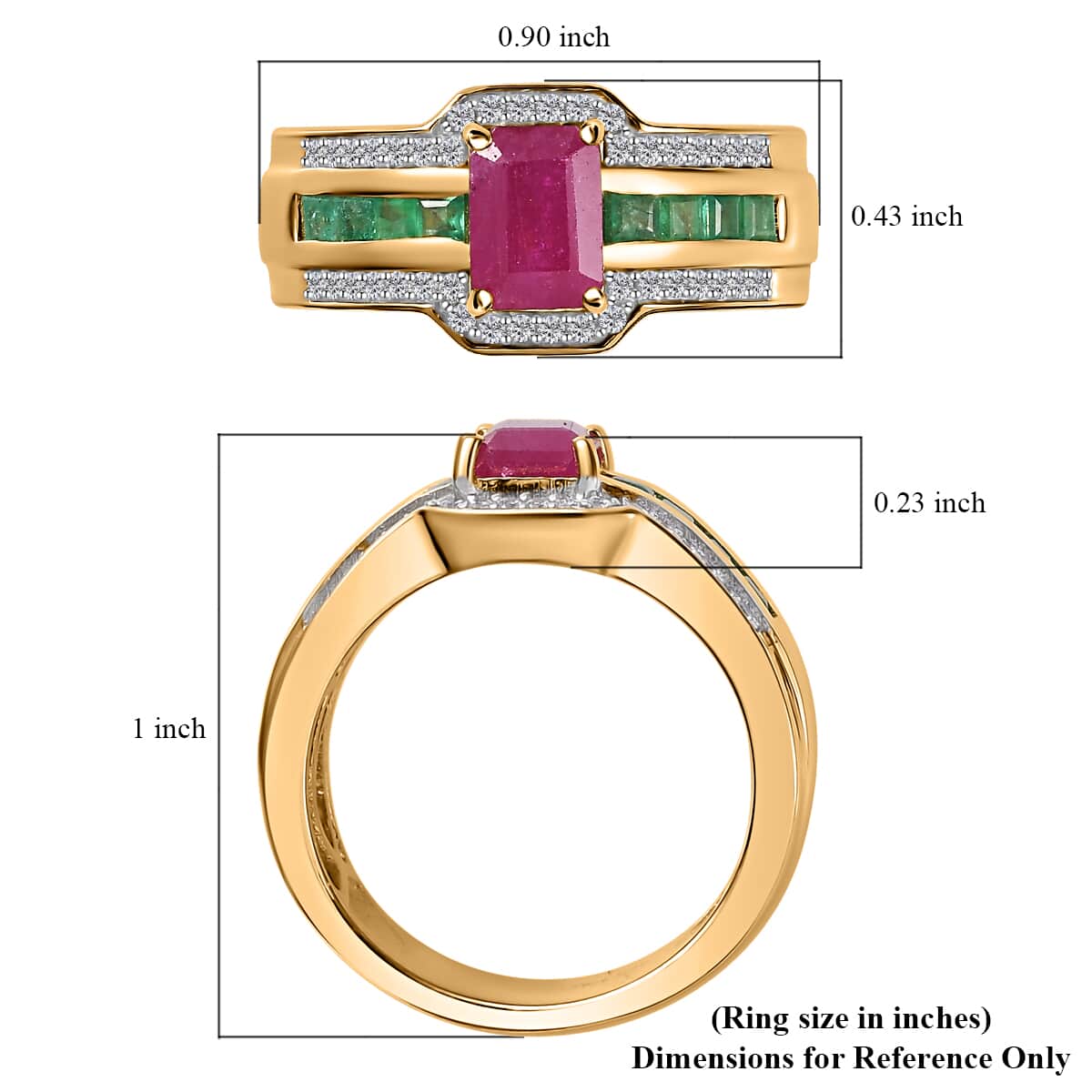Premium Taveta Ruby and Multi Gemstone Ring in Vermeil Yellow Gold Over Sterling Silver 2.00 ctw image number 5