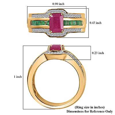 Premium Taveta Ruby and Multi Gemstone Ring in Vermeil Yellow Gold Over Sterling Silver (Size 10.0) 2.00 ctw